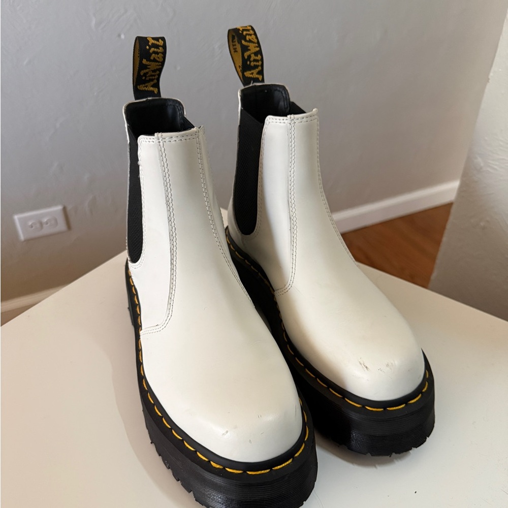 Doc Marten White and Black Chelsea Boots
